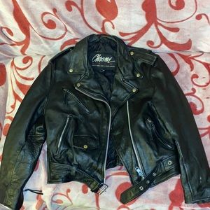 Industries Black Leather Biker Jacket